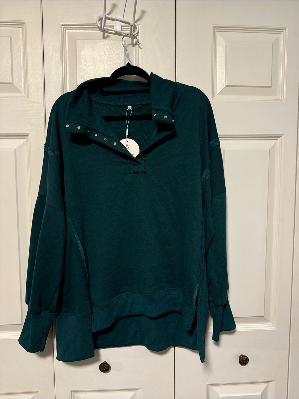 Source Unknown Dark Teal Funnel-Neck Snap Pullover